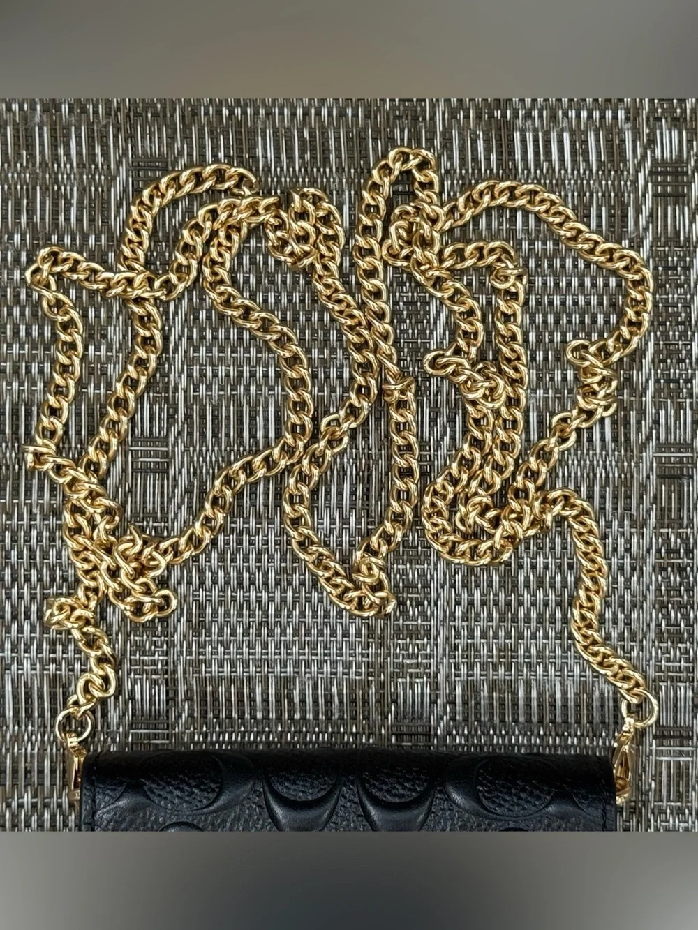 Coach Embossed Mini Wallet On A Chain Black Like New!